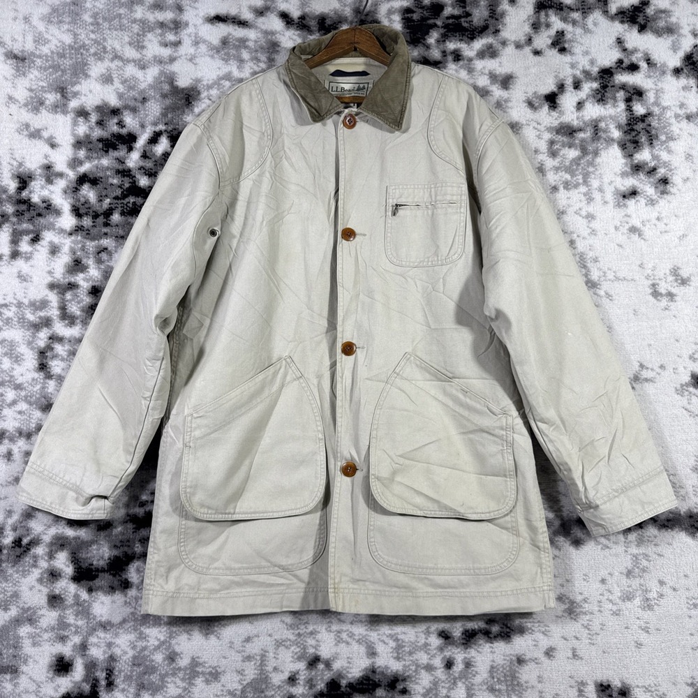LL Bean Jacket Mens Size Medium TALL‎ Corduroy Collar Barn Chore Duck Field Coat